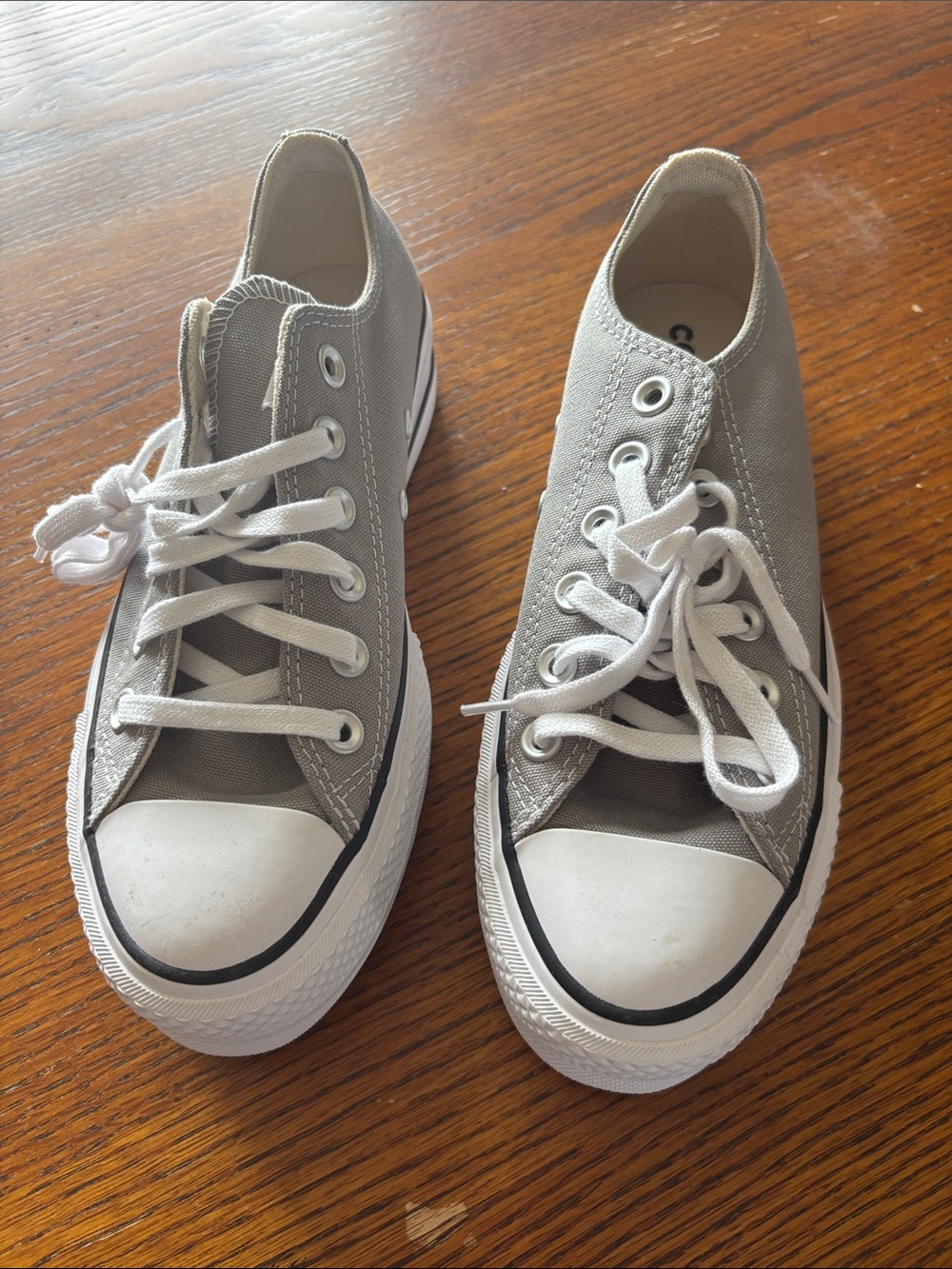Converse Low-Top Canvas Sneakers in Light Gray and White